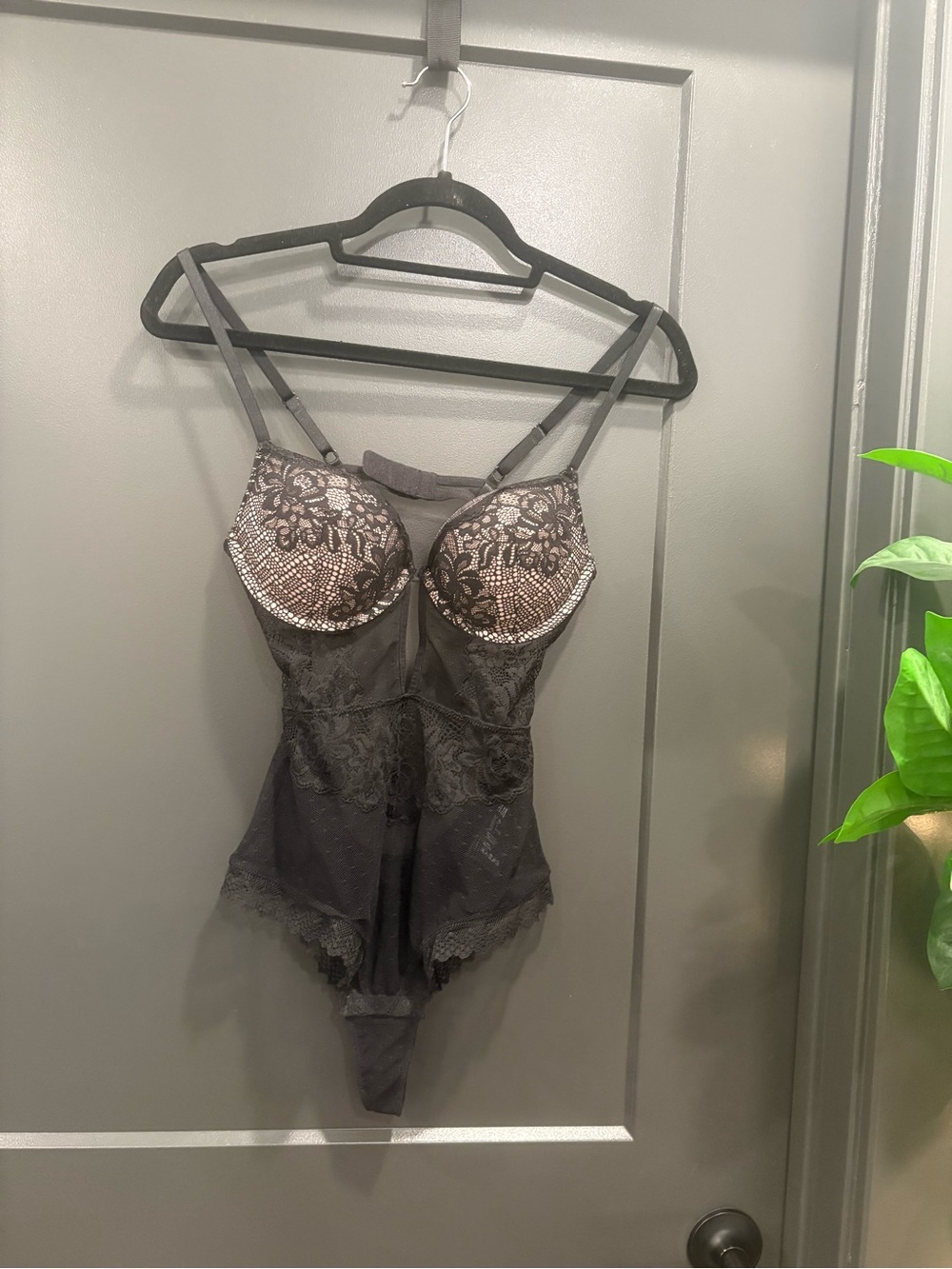 Black Lace Mesh Push-Up Teddy Bodysuit Size 6 NWOT